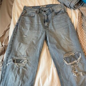 Levi's women’s baggy dad Fit Light Blue Ripped Jeans